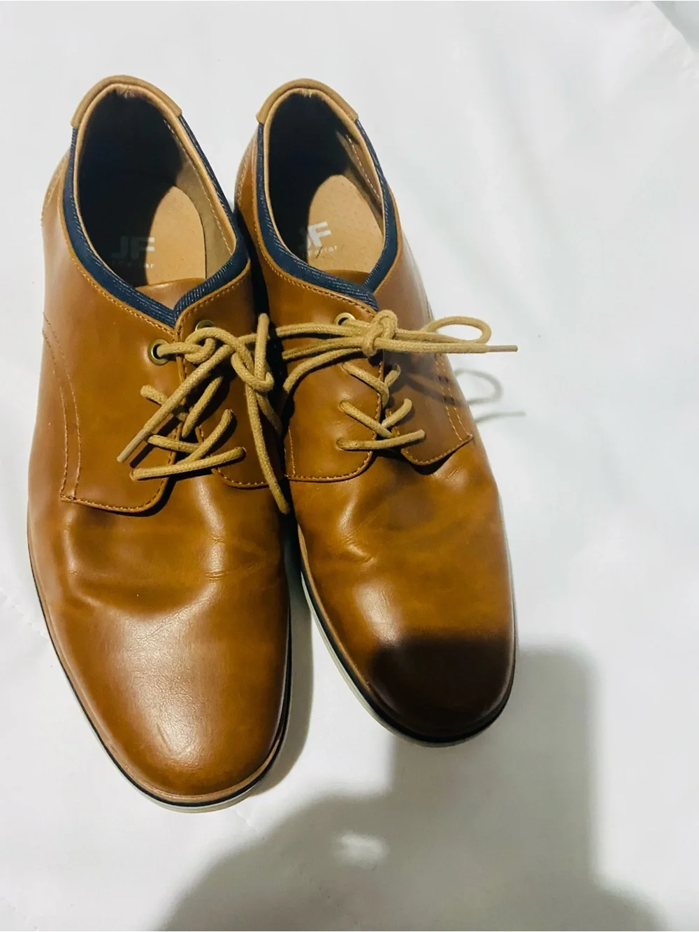 jf j.ferrar Men's Tan Lace-Up Derby Shoes